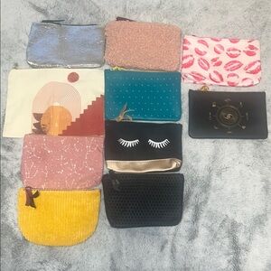 Ipsy Silver and Pink Cosmetic Bags Collection